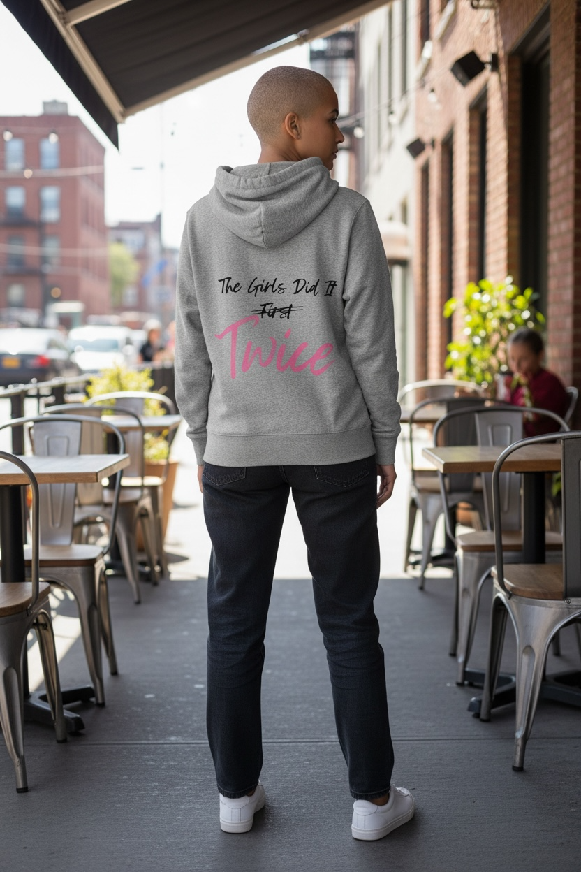 Girls did it first Eco friendly zip up hoodie in black and grey