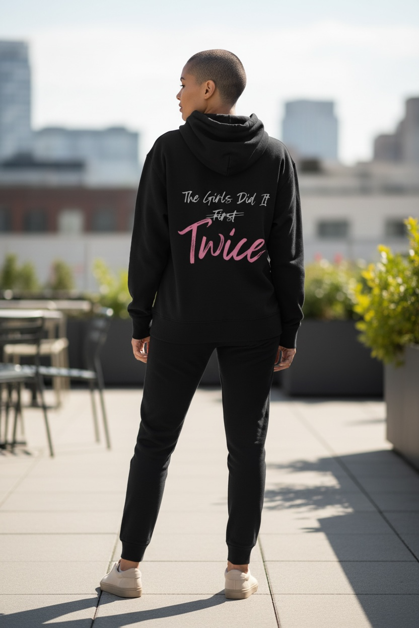 Girls did it first Eco friendly zip up hoodie in black and grey