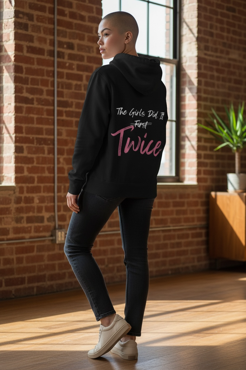 Girls did it first Eco friendly zip up hoodie in black and grey