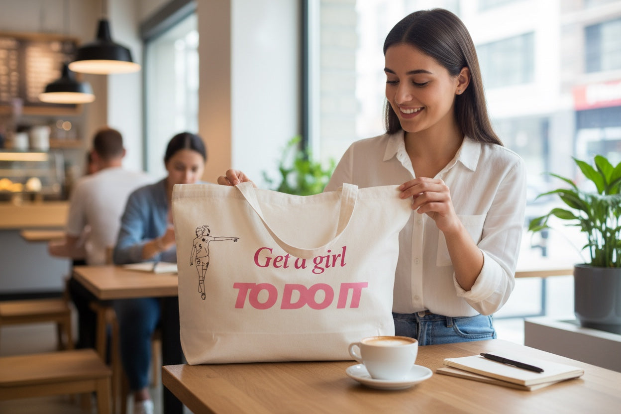 Get A Girl To Do It - 100% white cotton Shopper bag